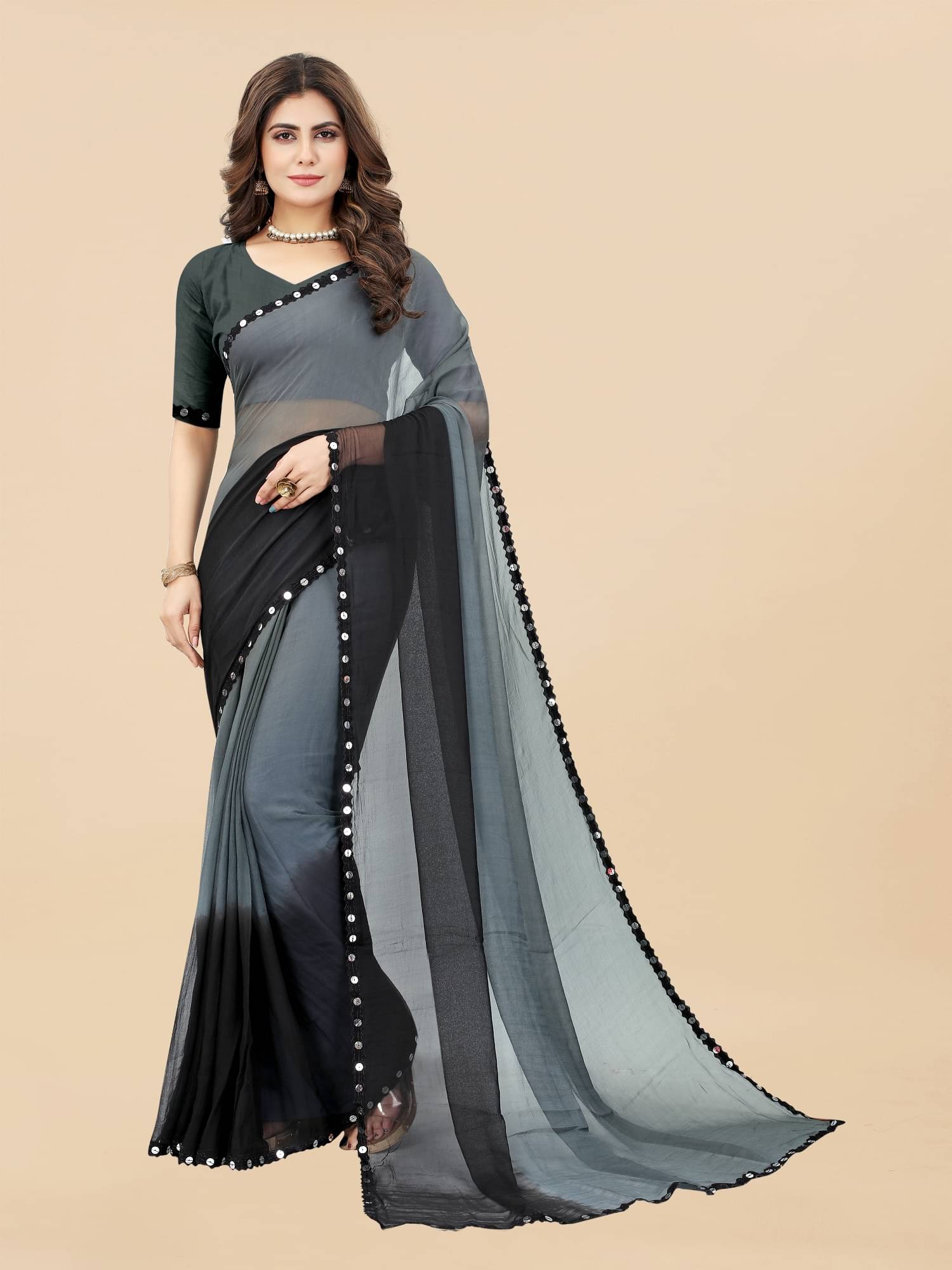 JULEE Banarasi Silk Embellished Saree With Unstitched Blouse Piece ( Grey ) JULEE Banarasi Silk Embellished Saree With Unstitched Blouse Piece ( Grey )