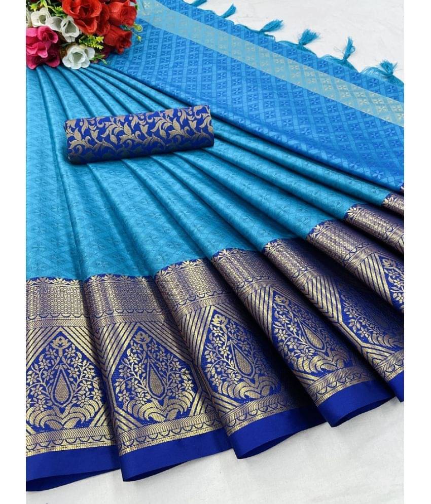     			JULEE Lycra Embellished Saree With Unstitched Blouse Piece ( SkyBlue )