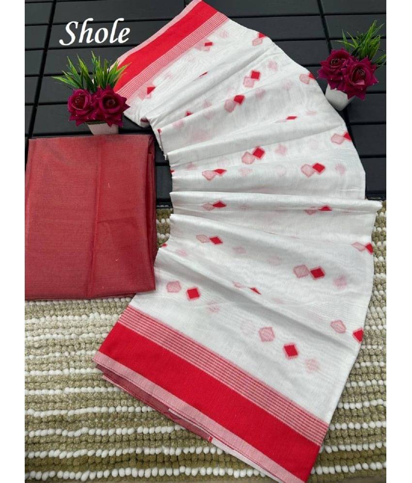     			JULEE Silk Blend Embellished Saree With Unstitched Blouse Piece ( White )