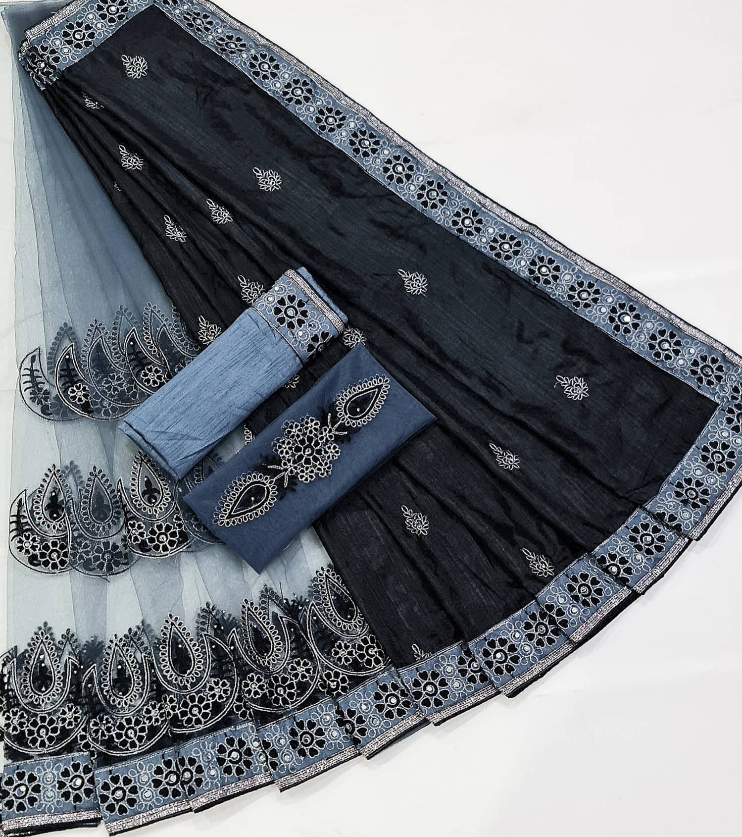JULEE Silk Embellished Saree With Unstitched Blouse Piece ( Yellow ) - Sarees | Buy online on ZillyBuy