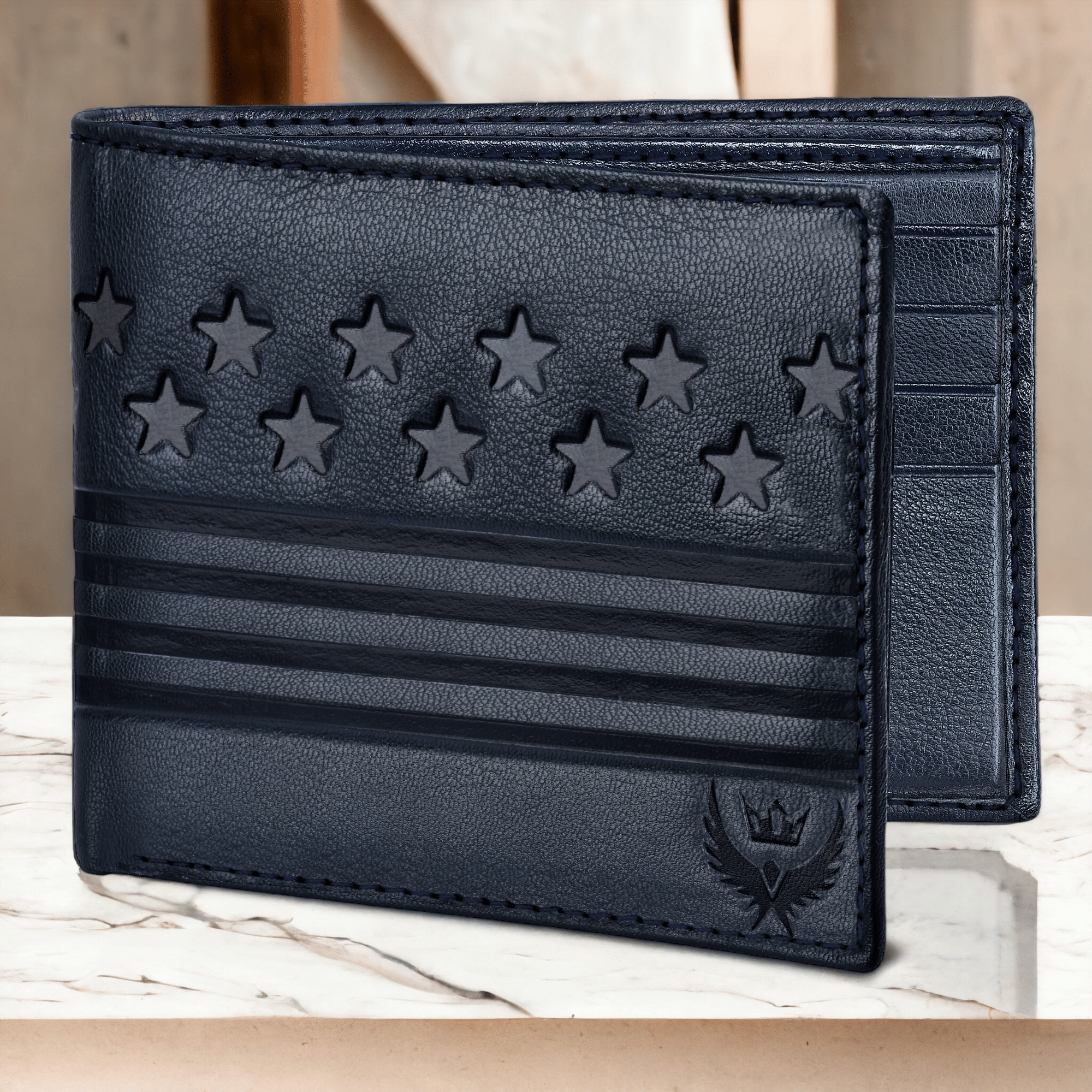     			Lorenz Blue 100% Leather Men's RFID Wallet ( Pack of 1 )