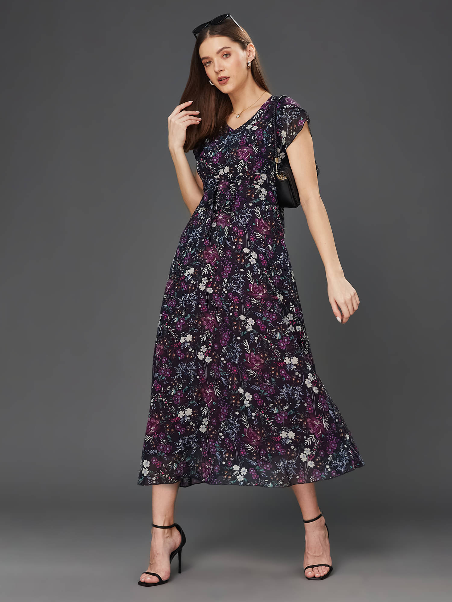     			Miss Chase Women Georgette Printed Wrap Dress ( Multi Color )