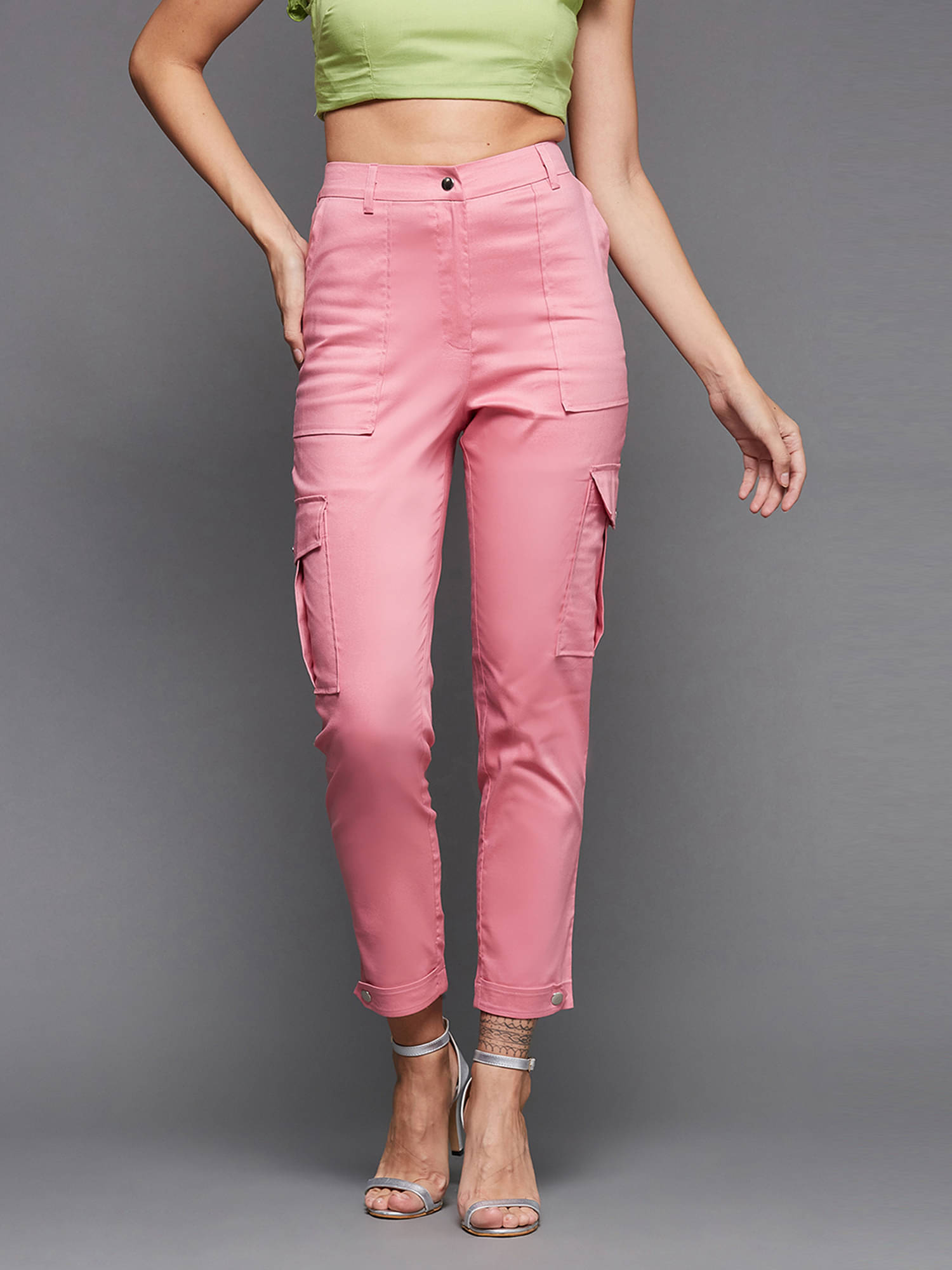     			Miss Chase Pink Polyester Regular Women's Casual Pants ( Pack of 1 )