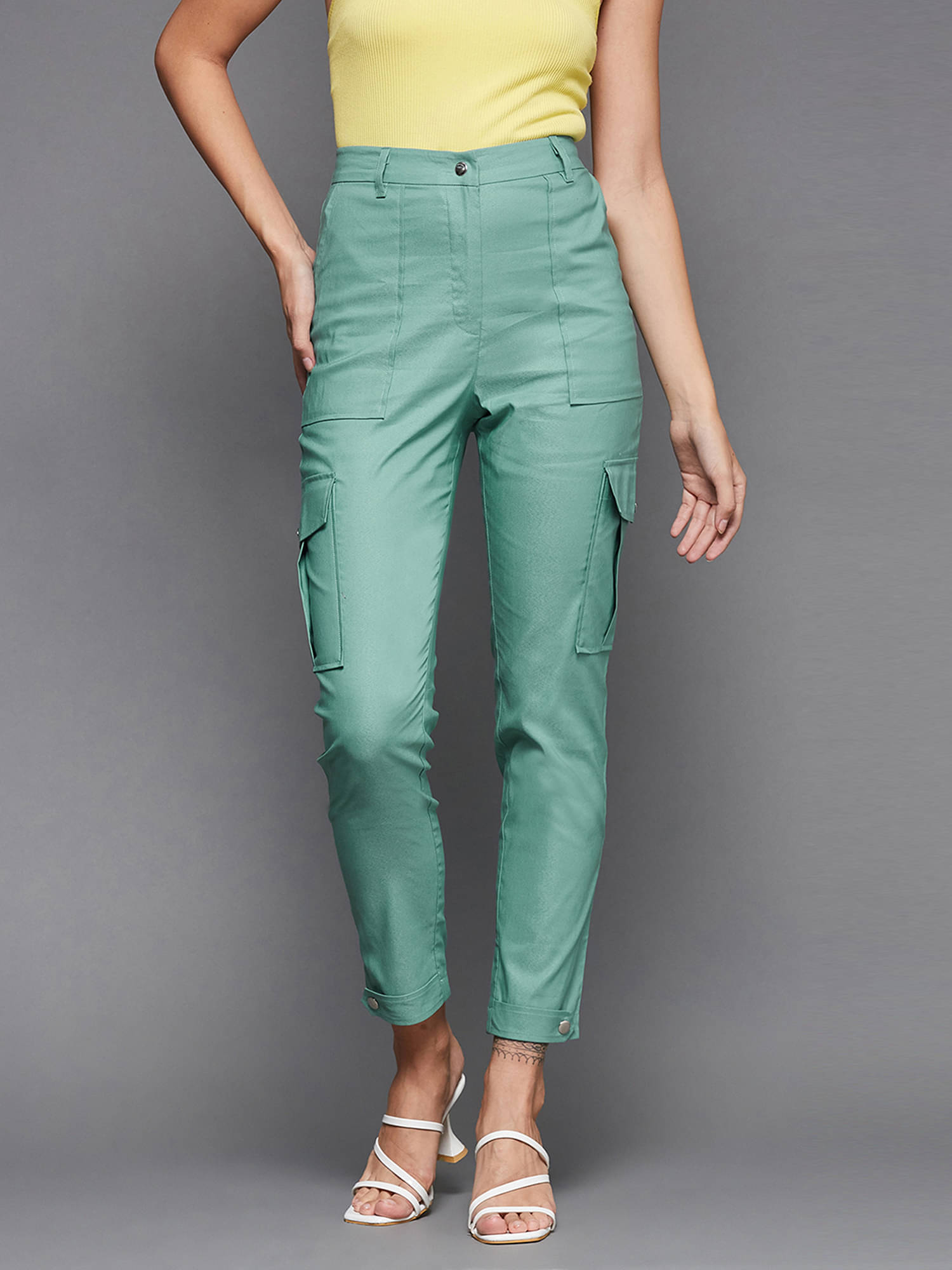     			Miss Chase Turquoise Polyester Regular Women's Casual Pants ( Pack of 1 )