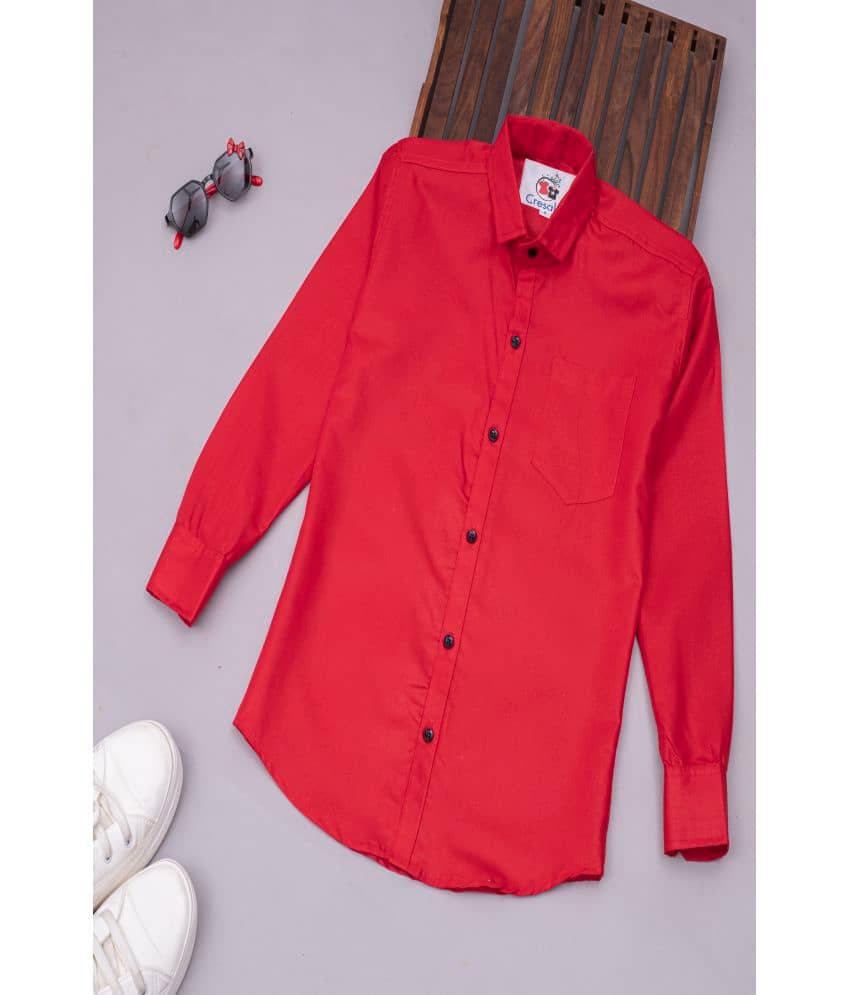 Qurobri Pack of 1 Boys Cotton Blend Full Sleeves Shirt ( Red )