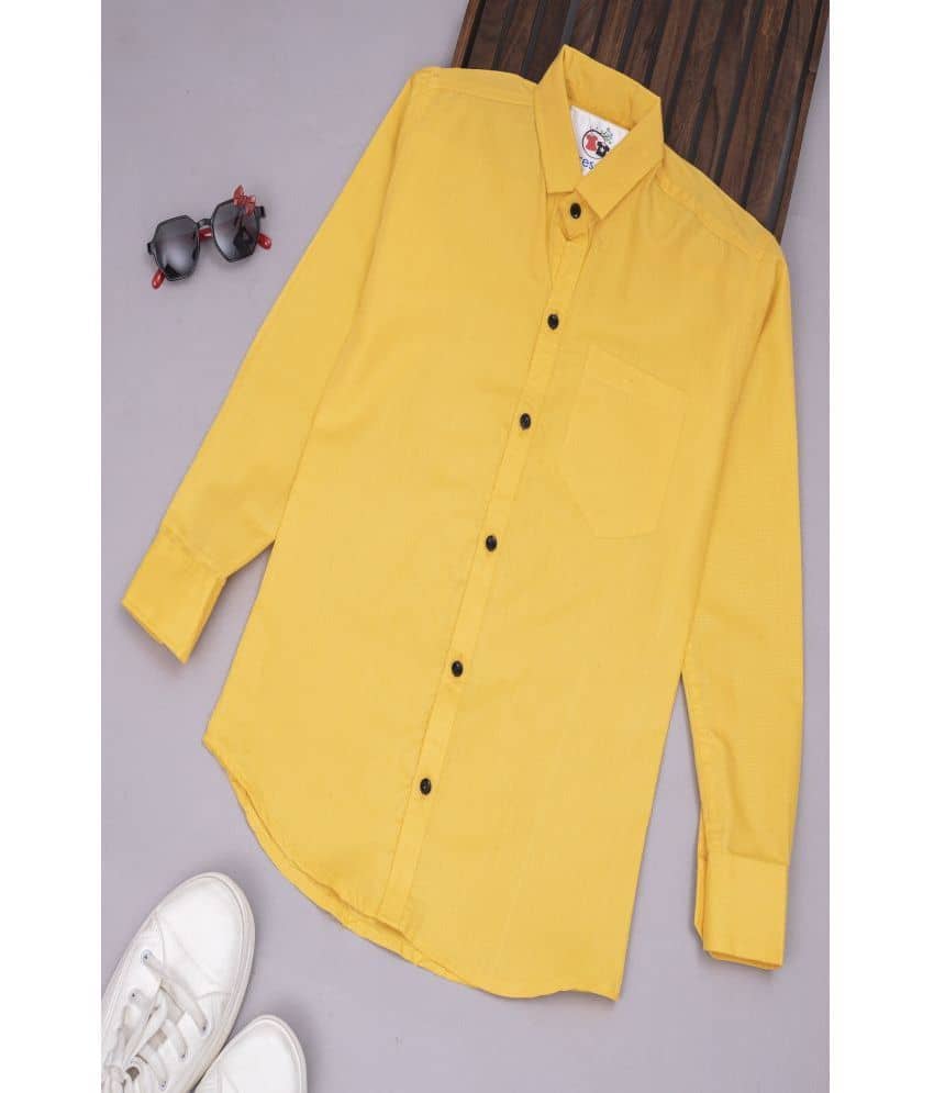 Qurobri Pack of 1 Boys Cotton Blend Full Sleeves Shirt ( Yellow )