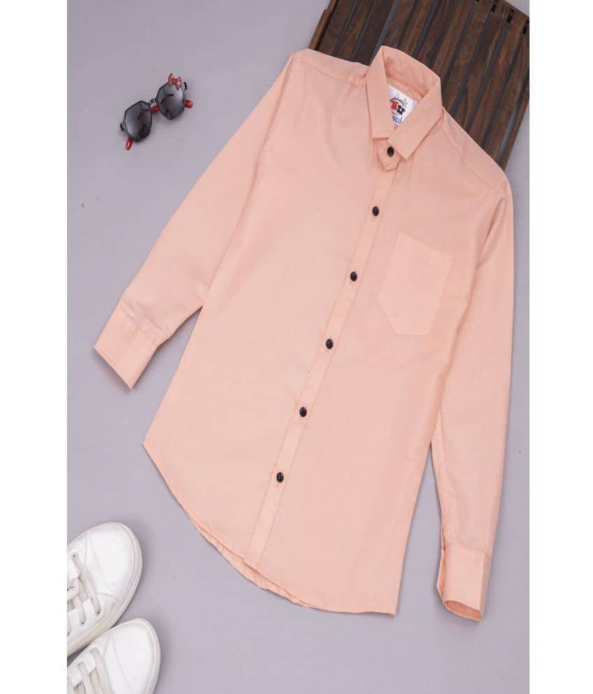 Qurobri Pack of 1 Boys Cotton Blend Full Sleeves Shirt ( Orange )