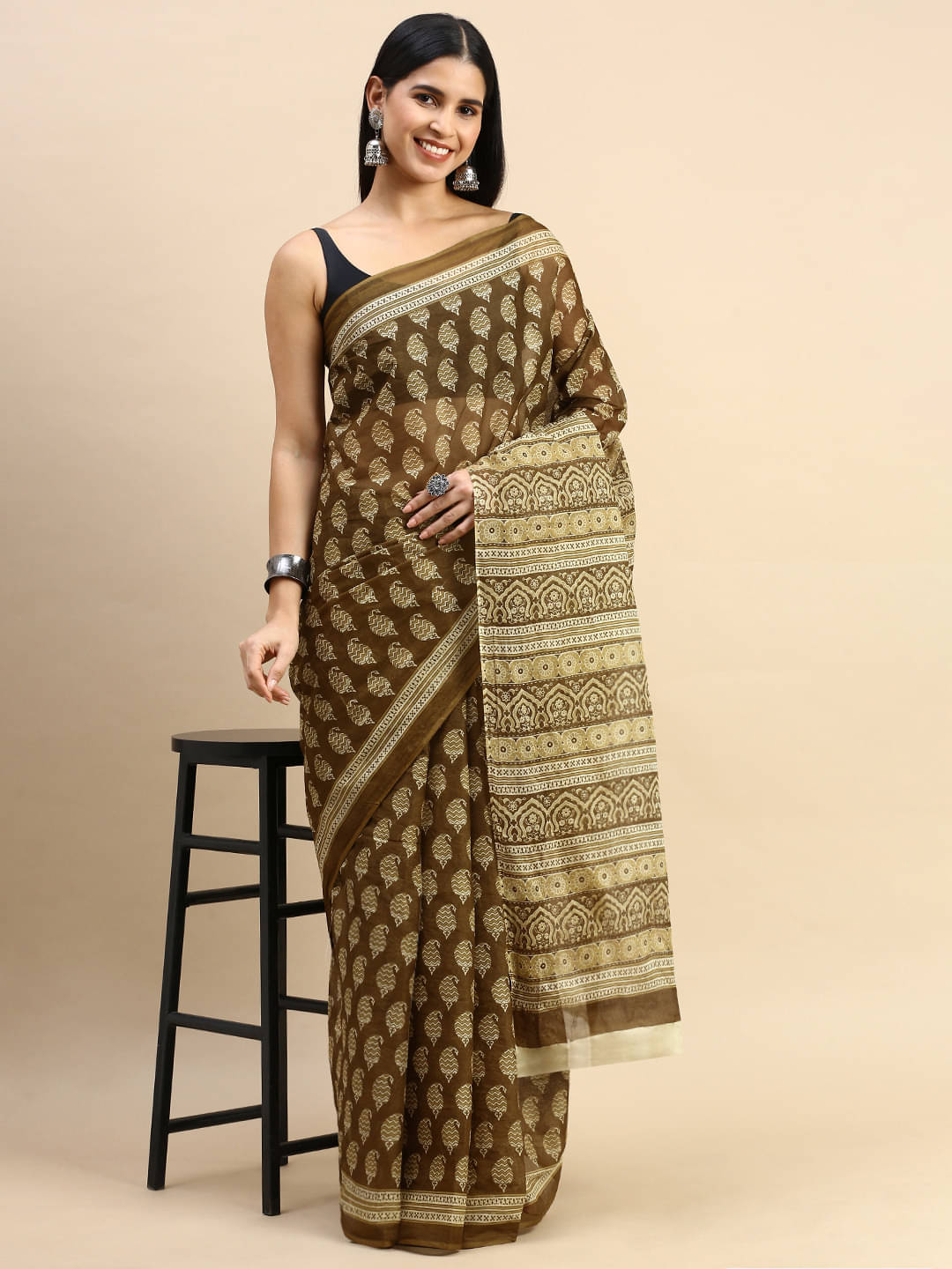 SHANVIKA Cotton Printed Saree Without Blouse Piece ( Green )     			SHANVIKA Cotton Printed Saree Without Blouse Piece ( Green )