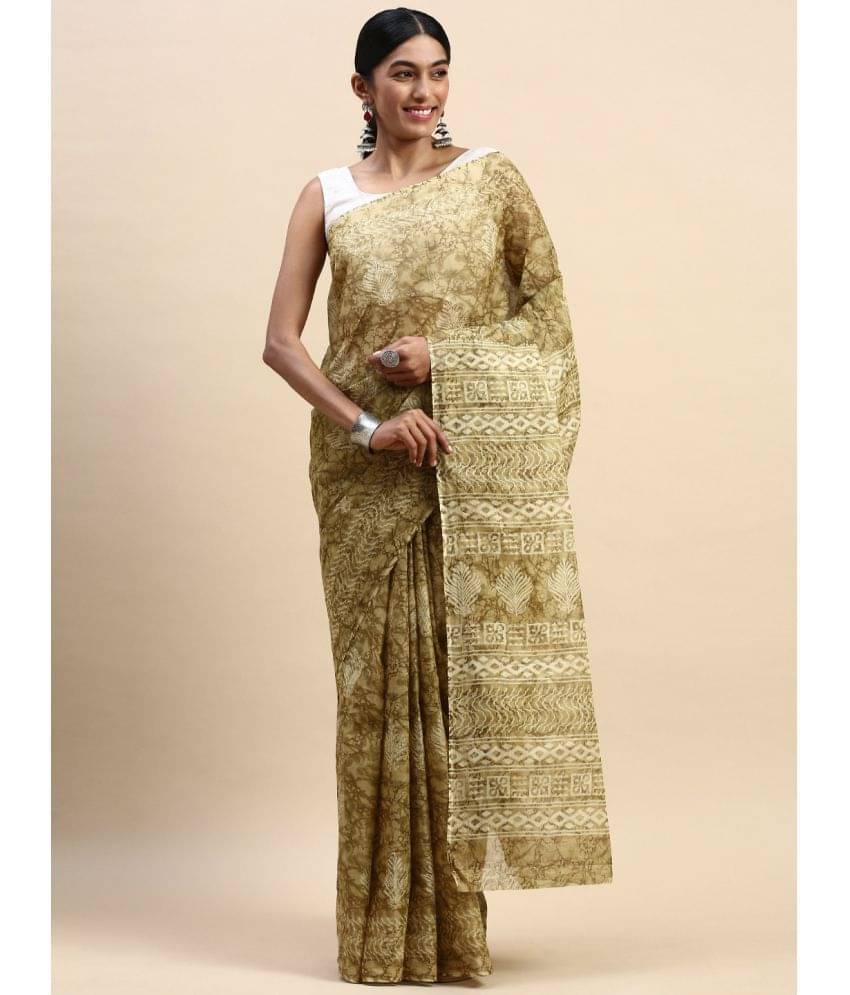 SHANVIKA Cotton Printed Saree Without Blouse Piece ( Beige )     			SHANVIKA Cotton Printed Saree Without Blouse Piece ( Beige )