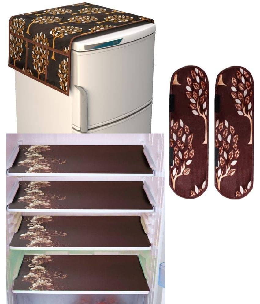 Shaphio Polyester Nature Fridge Mat & Cover ( 99 58 ) Pack of 7 - Brown Shaphio Polyester Nature Fridge Mat & Cover ( 99 58 ) Pack of 7 - Brown
