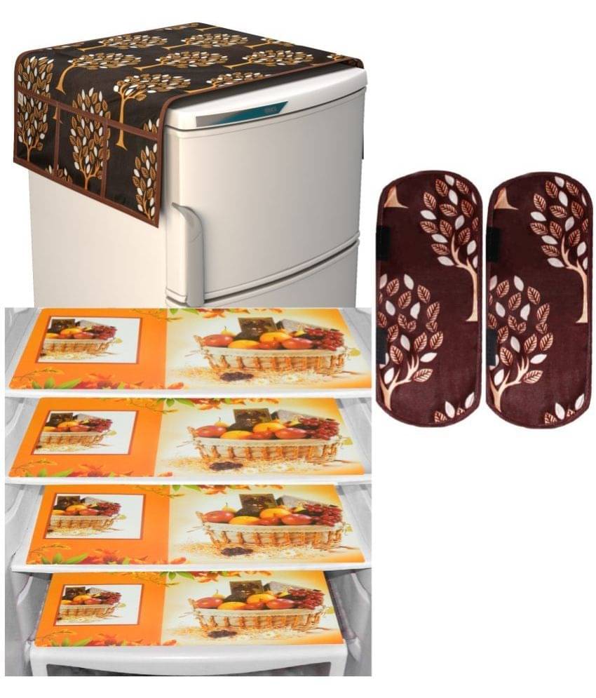Shaphio Polyester Nature Fridge Mat & Cover ( 99 58 ) Pack of 7 - Brown Shaphio Polyester Nature Fridge Mat & Cover ( 99 58 ) Pack of 7 - Brown