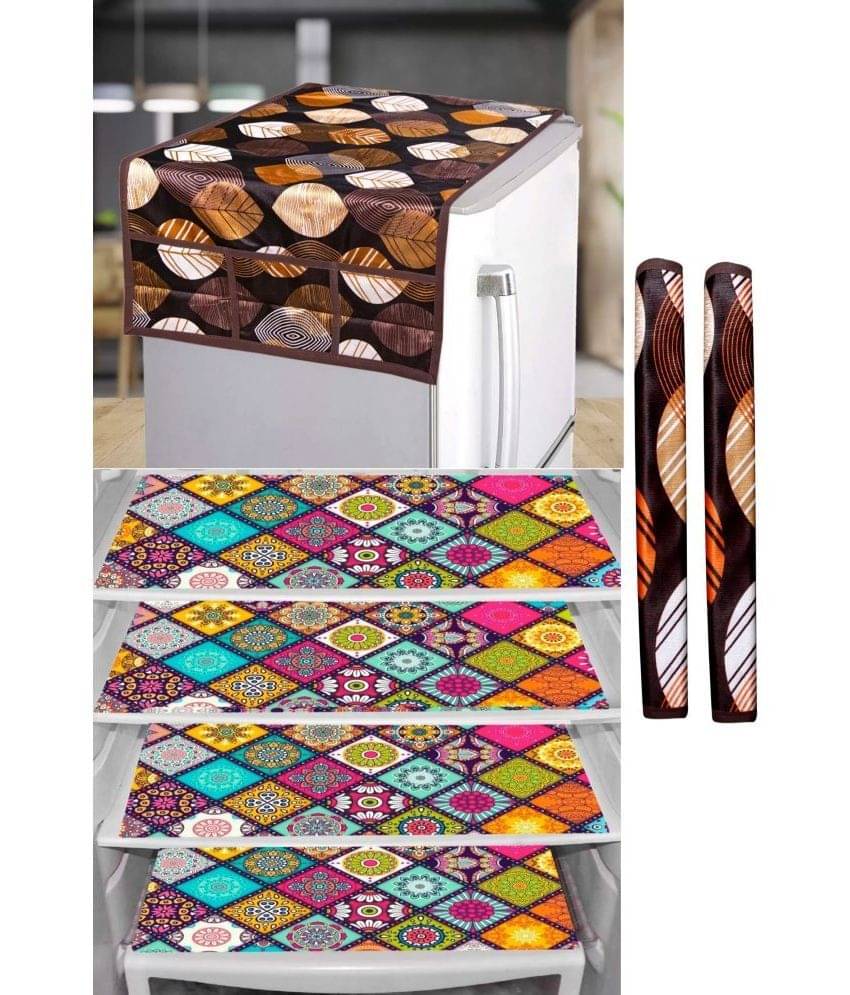 Shaphio Polyester Nature Fridge Mat & Cover ( 99 58 ) Pack of 7 - Brown Shaphio Polyester Nature Fridge Mat & Cover ( 99 58 ) Pack of 7 - Brown