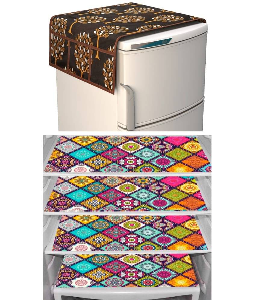 Shaphio Polyester Nature Fridge Mat & Cover ( 99 58 ) Pack of 5 - Brown Shaphio Polyester Nature Fridge Mat & Cover ( 99 58 ) Pack of 5 - Brown