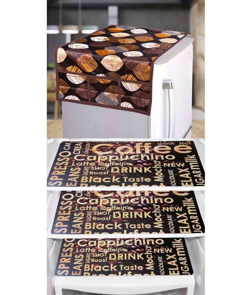Shaphio Polyester Nature Fridge Mat & Cover ( 99 58 ) Pack of 4 - Brown Shaphio Polyester Nature Fridge Mat & Cover ( 99 58 ) Pack of 4 - Brown
