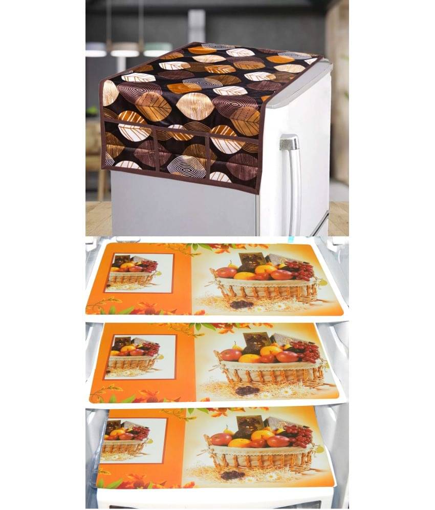 Shaphio Polyester Nature Fridge Mat & Cover ( 99 58 ) Pack of 4 - Brown Shaphio Polyester Nature Fridge Mat & Cover ( 99 58 ) Pack of 4 - Brown