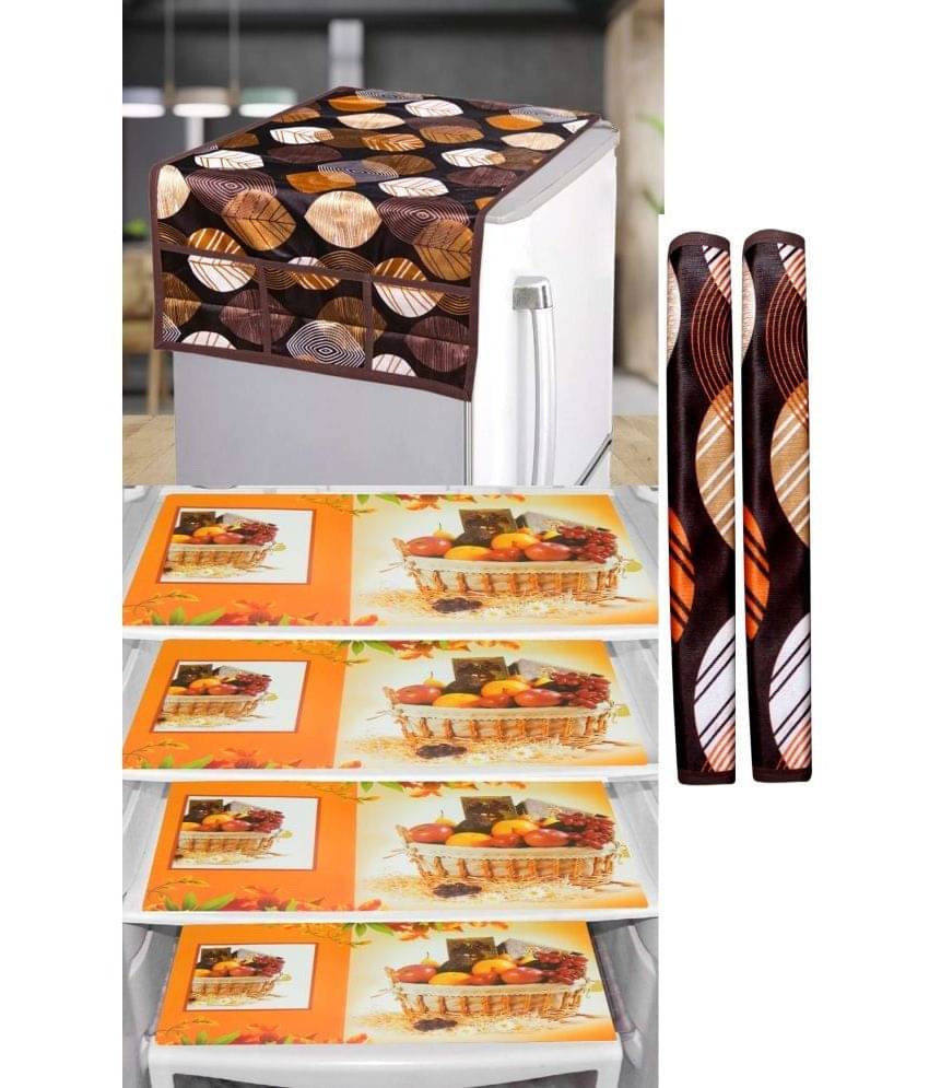 Shaphio Polyester Nature Fridge Mat & Cover ( 99 58 ) Pack of 7 - Brown Shaphio Polyester Nature Fridge Mat & Cover ( 99 58 ) Pack of 7 - Brown