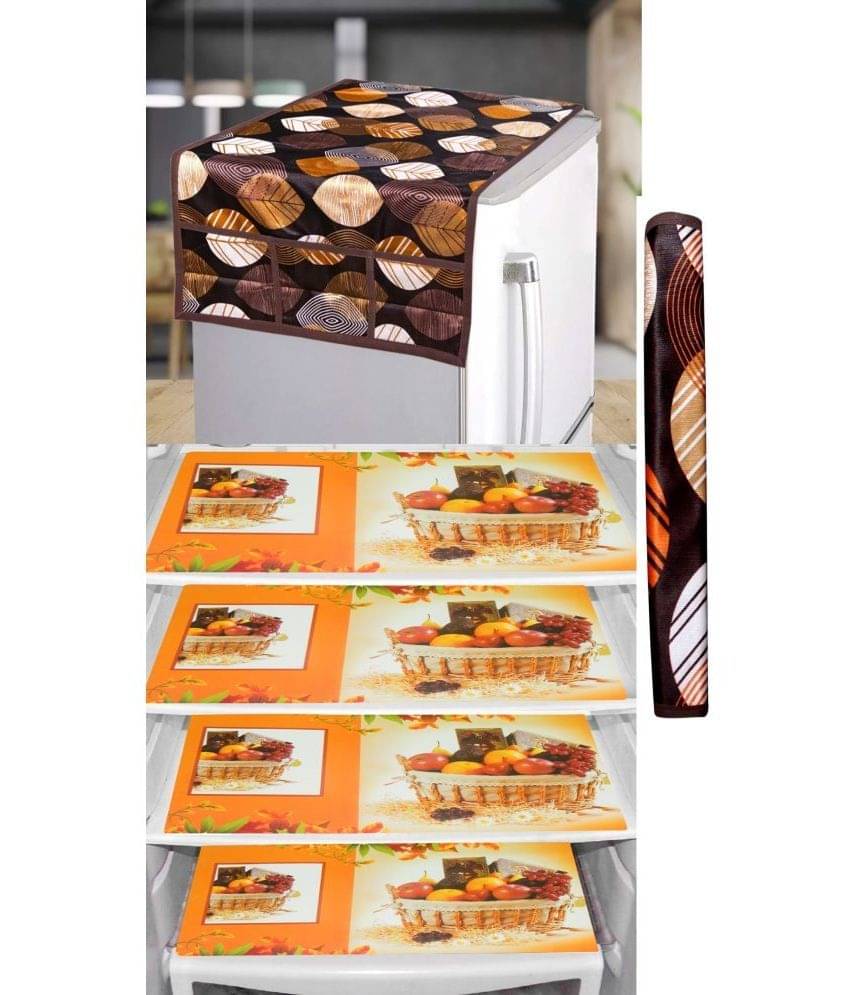     			Shaphio Polyester Nature Fridge Mat & Cover ( 99 58 ) Pack of 6 - Brown