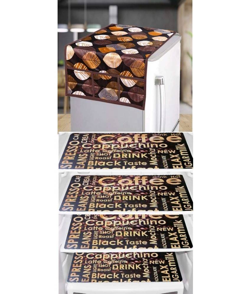 Shaphio Polyester Nature Fridge Mat & Cover ( 99 58 ) Pack of 5 - Brown Shaphio Polyester Nature Fridge Mat & Cover ( 99 58 ) Pack of 5 - Brown