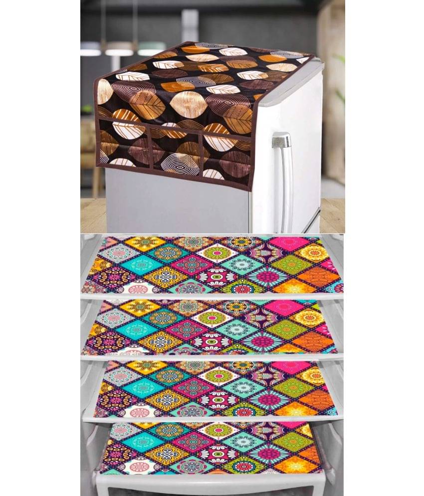 Shaphio Polyester Nature Fridge Mat & Cover ( 99 58 ) Pack of 5 - Brown Shaphio Polyester Nature Fridge Mat & Cover ( 99 58 ) Pack of 5 - Brown