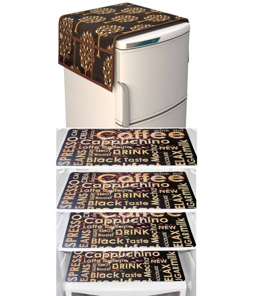 Shaphio Polyester Nature Fridge Mat & Cover ( 99 58 ) Pack of 5 - Brown Shaphio Polyester Nature Fridge Mat & Cover ( 99 58 ) Pack of 5 - Brown