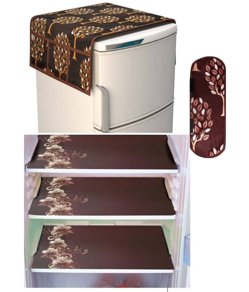 Shaphio Polyester Nature Fridge Mat & Cover ( 99 58 ) Pack of 5 - Brown Shaphio Polyester Nature Fridge Mat & Cover ( 99 58 ) Pack of 5 - Brown
