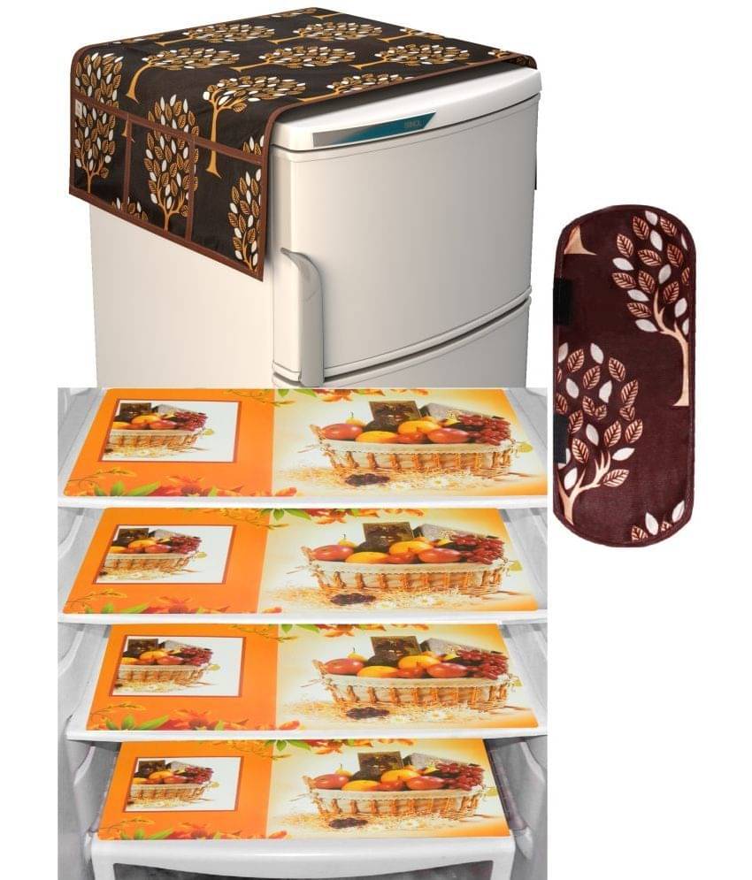 Shaphio Polyester Nature Fridge Mat & Cover ( 99 58 ) Pack of 6 - Brown Shaphio Polyester Nature Fridge Mat & Cover ( 99 58 ) Pack of 6 - Brown