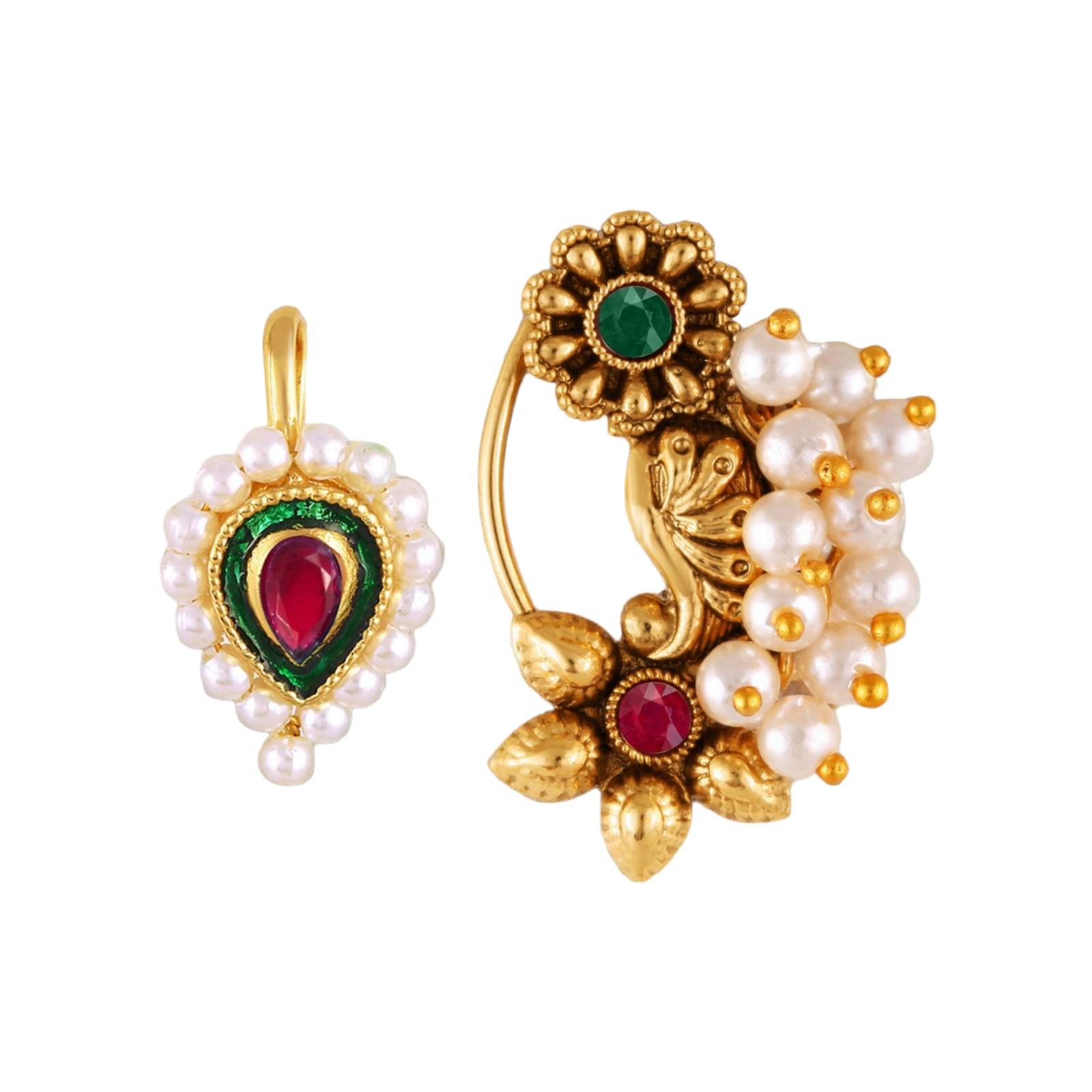     			Vivastri Premium  Peackock Styled Multicoloured Nath For Women & Girls-VIVA1277-1180NTH-Multi