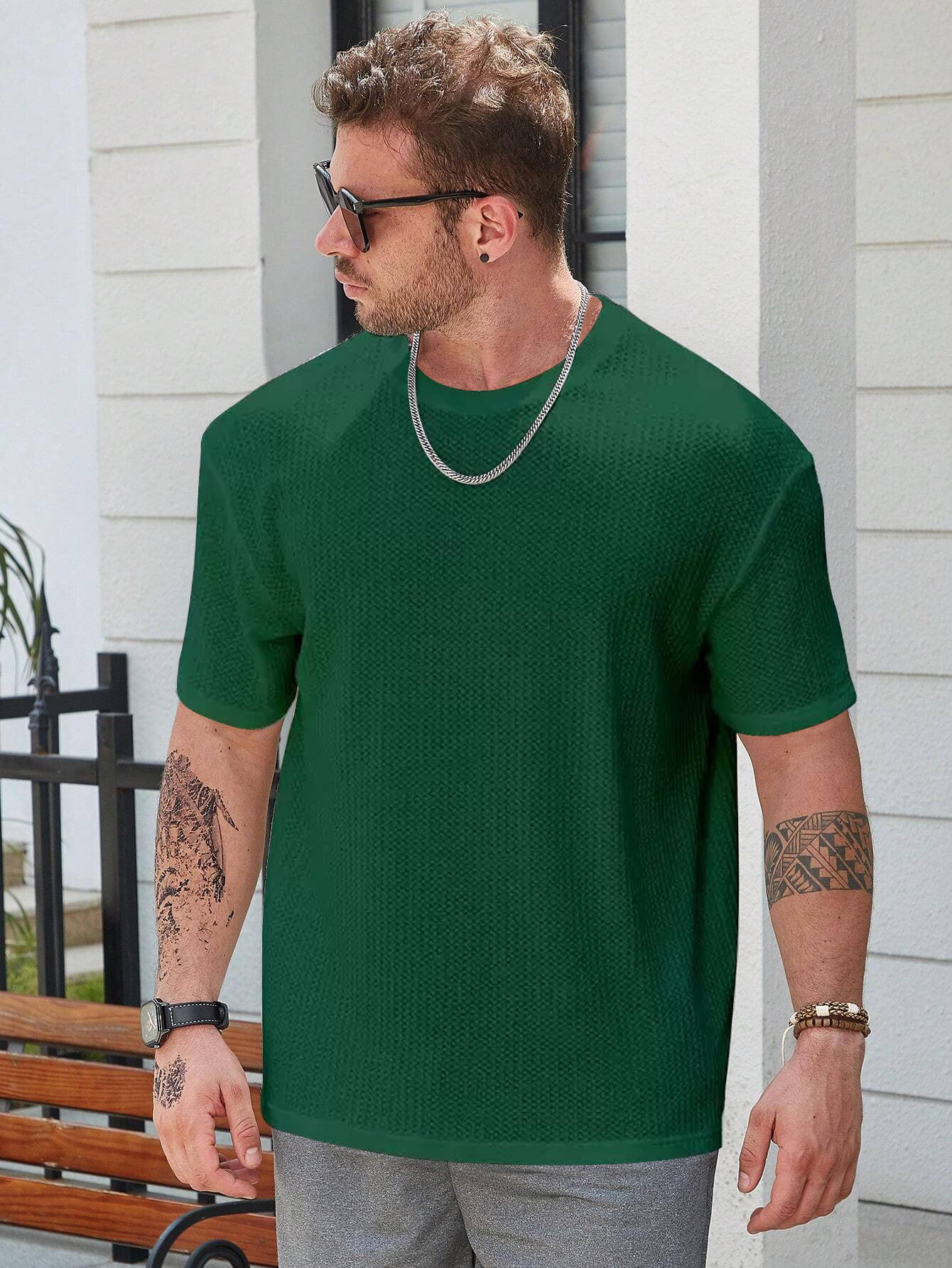 fashion and youth Pack of 1 Cotton Blend Oversized Fit Men's T-Shirt ( Green )     			fashion and youth Pack of 1 Cotton Blend Oversized Fit Men's T-Shirt ( Green )