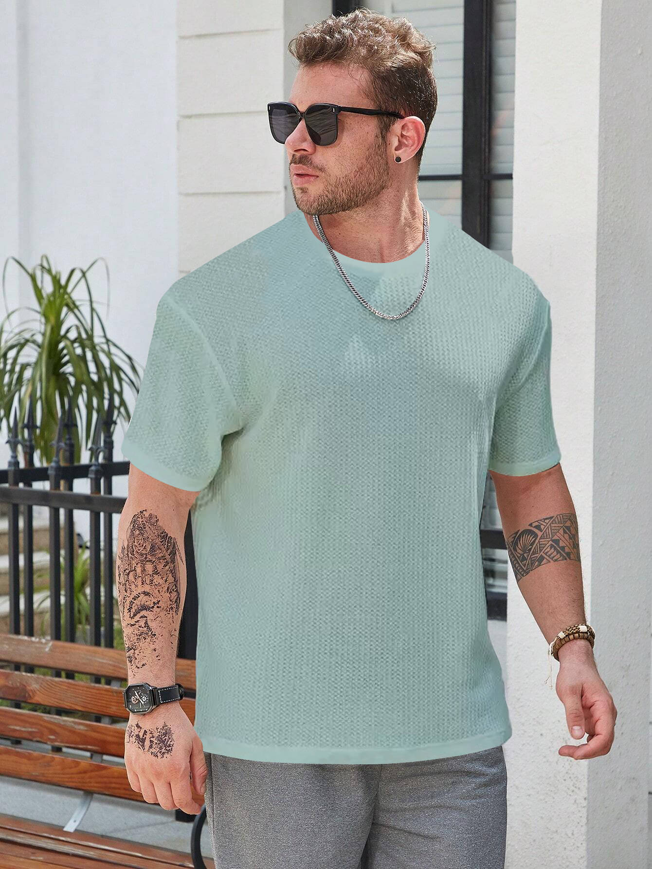     			fashion and youth Pack of 1 Cotton Blend Oversized Fit Men's T-Shirt ( Light Green )