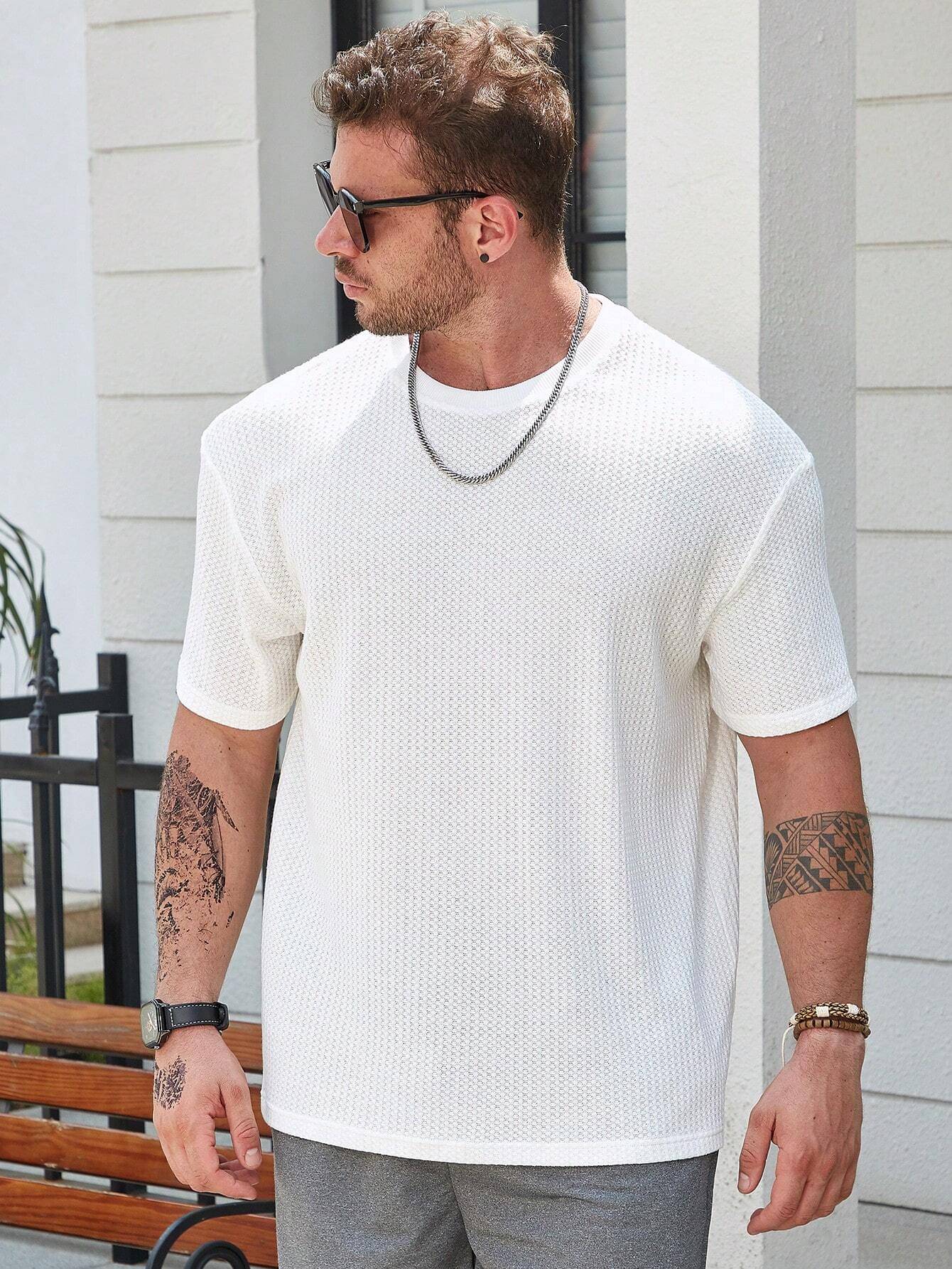     			fashion and youth Pack of 1 Cotton Blend Oversized Fit Men's T-Shirt ( White )