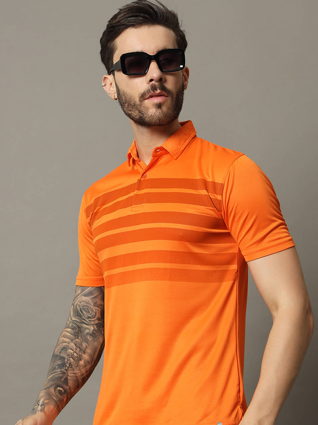 renuovo Pack of 1 Cotton Blend Regular Fit Striped Half Sleeves Men's Polo T Shirt ( Orange ) renuovo Pack of 1 Cotton Blend Regular Fit Striped Half Sleeves Men's Polo T Shirt ( Orange )