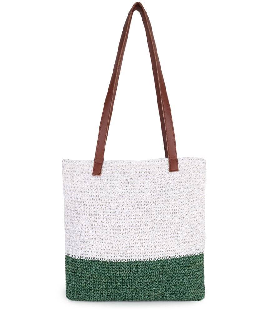     			sapis Shoulder Bag Fabric Set of 1 ( White,Green )