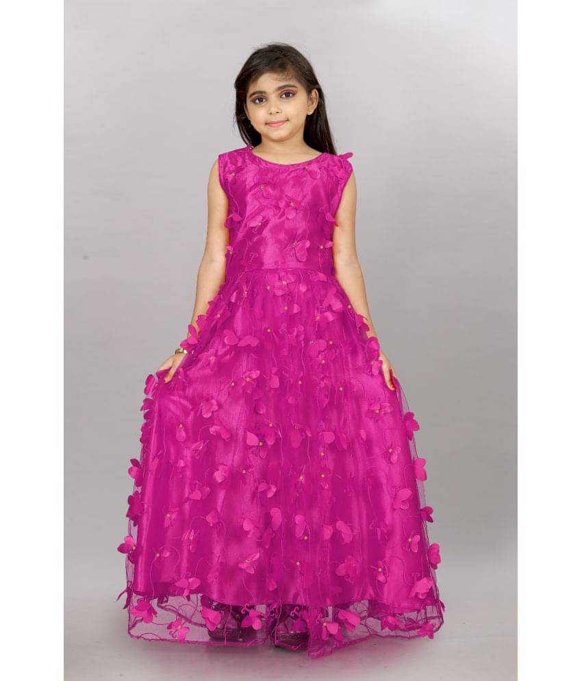     			A TO Z CART Net Gown For Girls ( Pack of 1 , Fluorescent Pink )