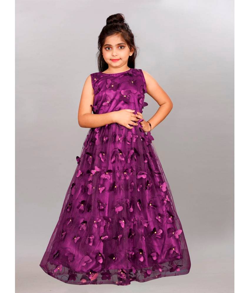 A TO Z CART Net Gown For Girls ( Pack of 1 , Purple ) A TO Z CART Net Gown For Girls ( Pack of 1 , Purple )