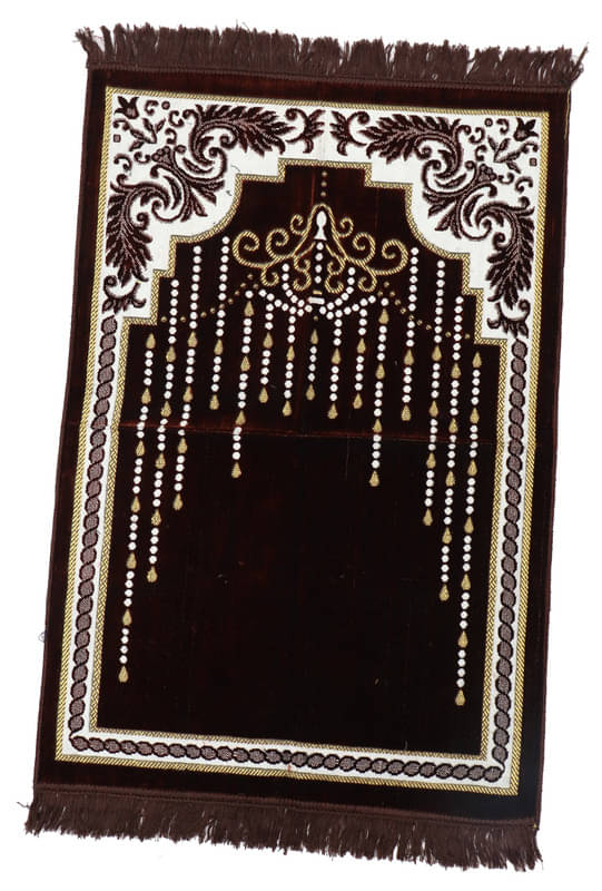 ADIRNY Brown Single Regular Velvet Prayer Mat ( 110 X 70 cm ) ADIRNY Brown Single Regular Velvet Prayer Mat ( 110 X 70 cm )