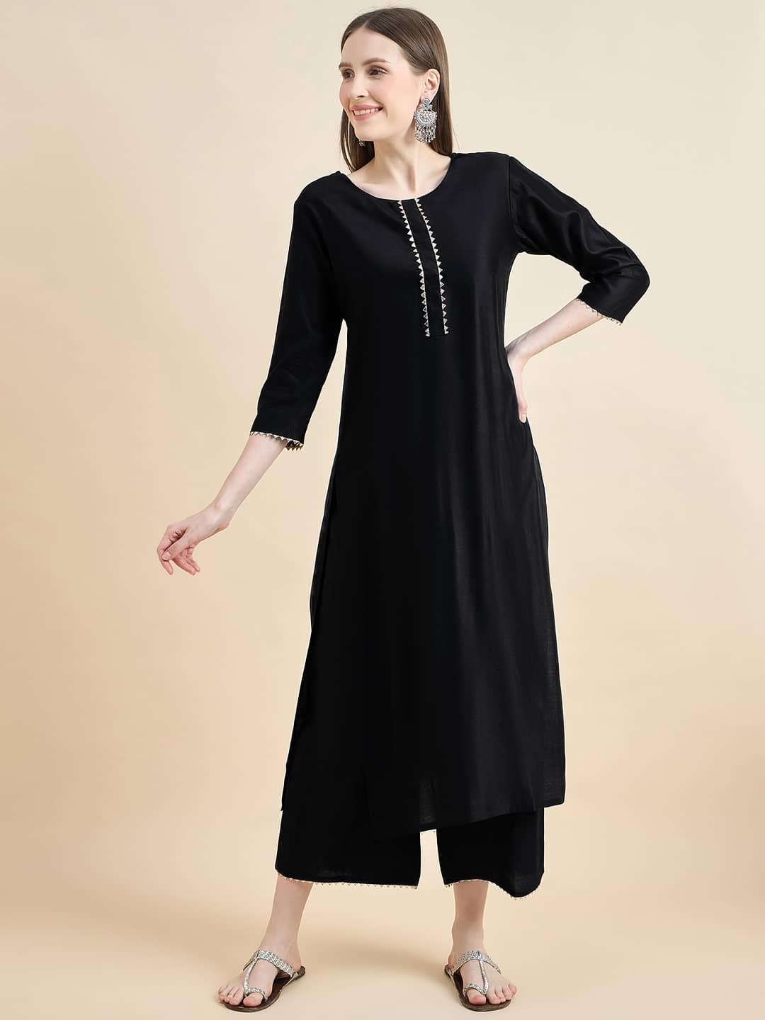 AUSTIN WOOD Polyester Solid Straight Women's Kurti - Black ( Pack of 1 ) - Kurtis, Tunics | Buy online on ZillyBuy