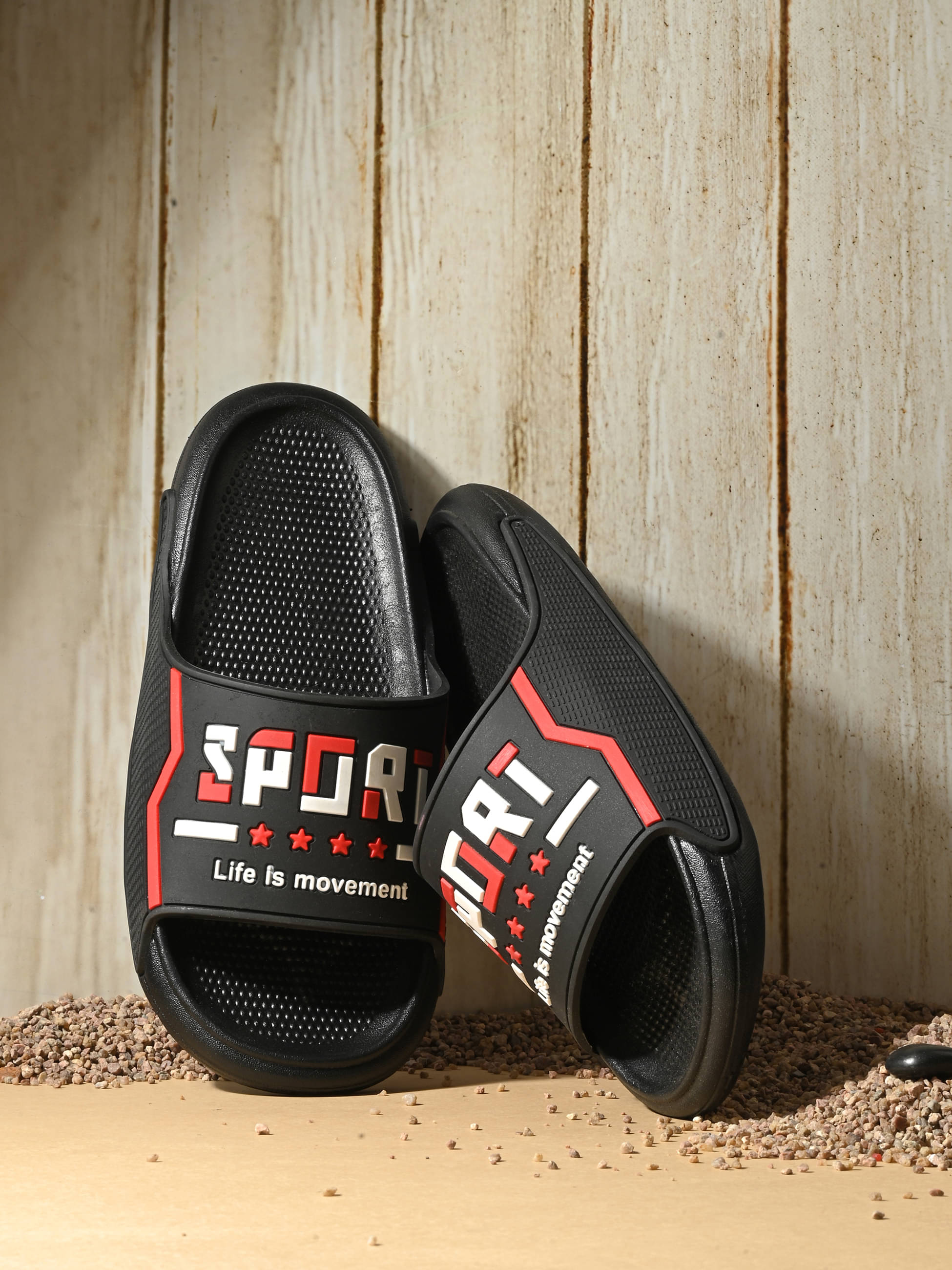     			Aadi Black Men's Slide Flip Flop
