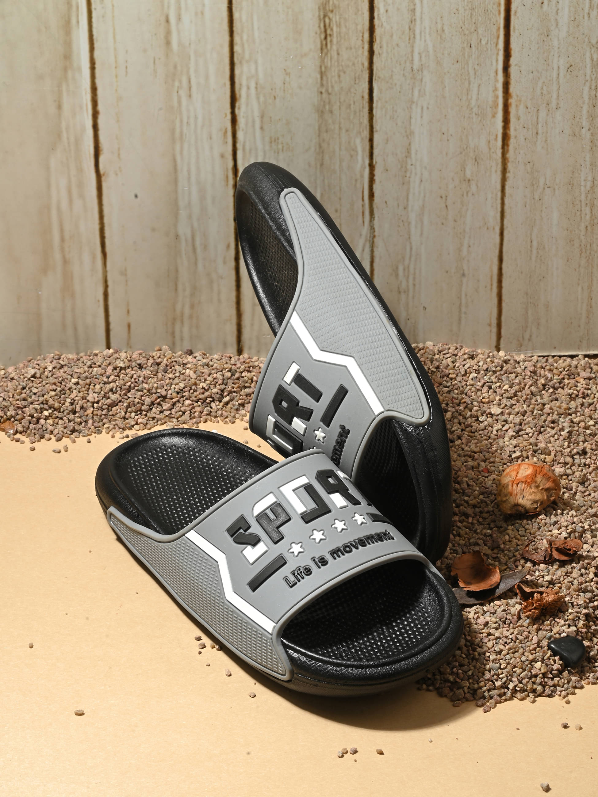     			Aadi Grey Men's Slide Flip Flop