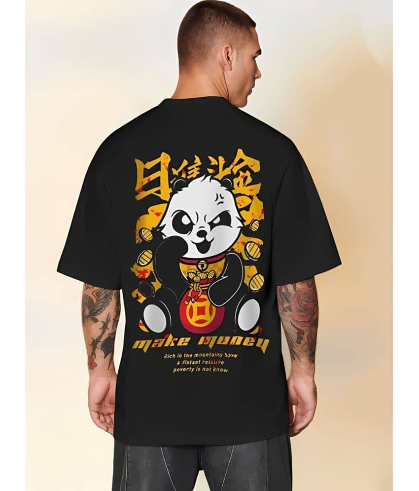 CrazyBee Pack of 1 Cotton Blend Oversized Fit Men's T-Shirt ( Black )