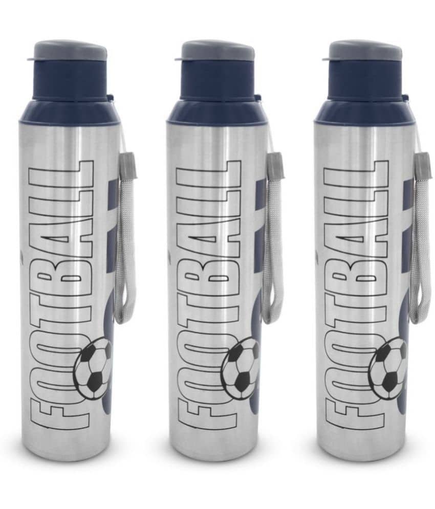 Dhara Stainless Steel Breeze Blue Stainless Steel Sipper Water Bottle 850 mL ( Set of 3 )