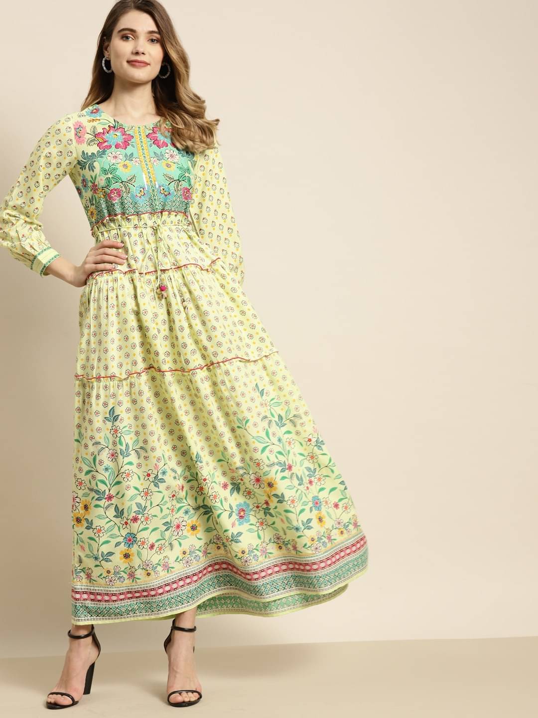 Juniper Women Rayon Printed Fit & Flare Dress ( Lime Green ) Juniper Women Rayon Printed Fit & Flare Dress ( Lime Green )