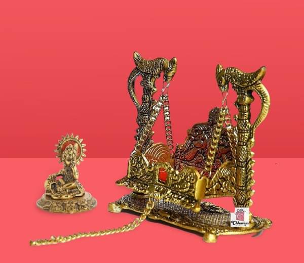    			Lootnixx Laddu Gopal Metal Tota Jhula for (Size 0-1) With Makhan Chor Laddu Gopal