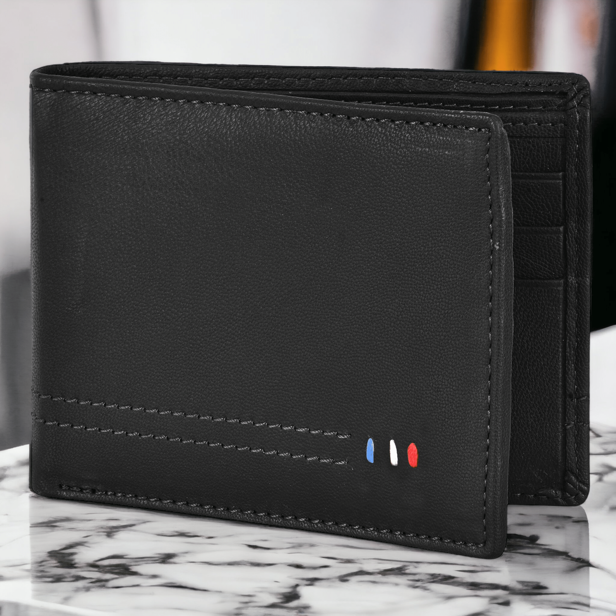     			Lorenz Black 100% Leather Men's RFID Wallet ( Pack of 1 )