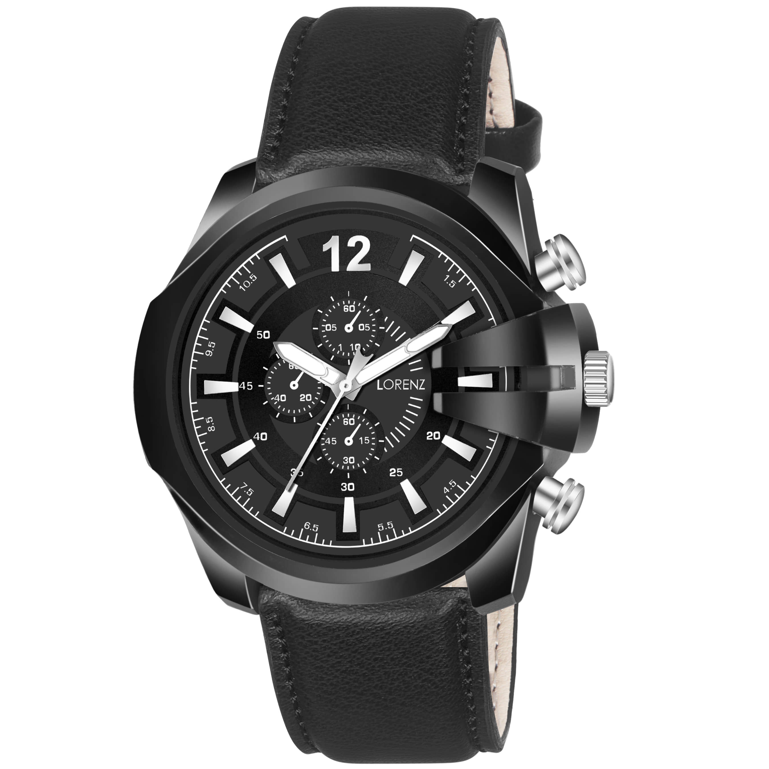 Lorenz Black Leather Analog Men's Watch