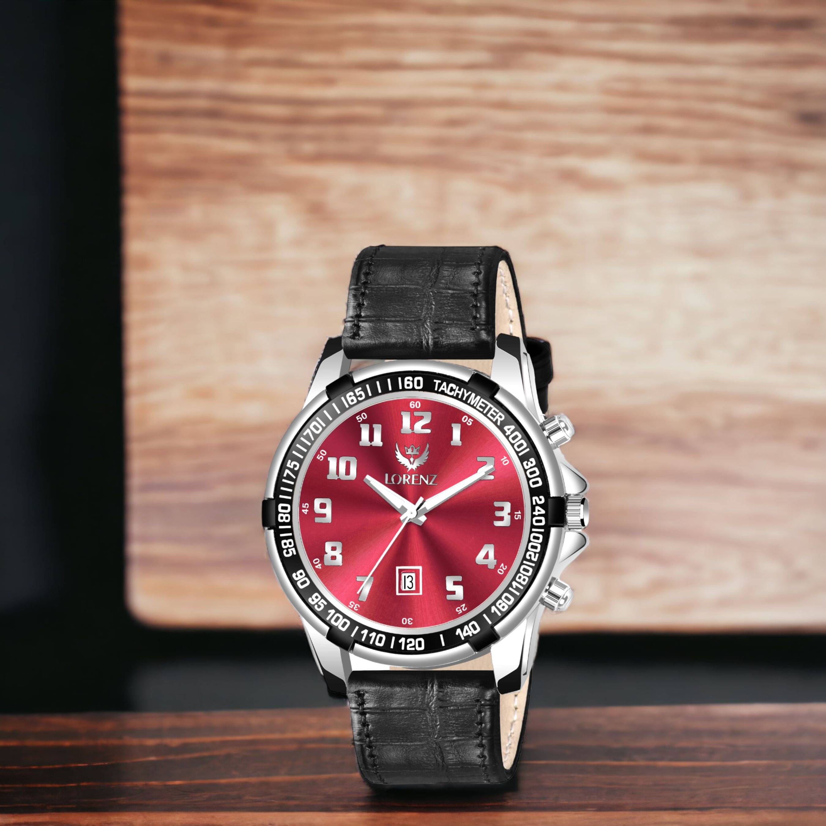     			Lorenz Black Leather Analog Men's Watch