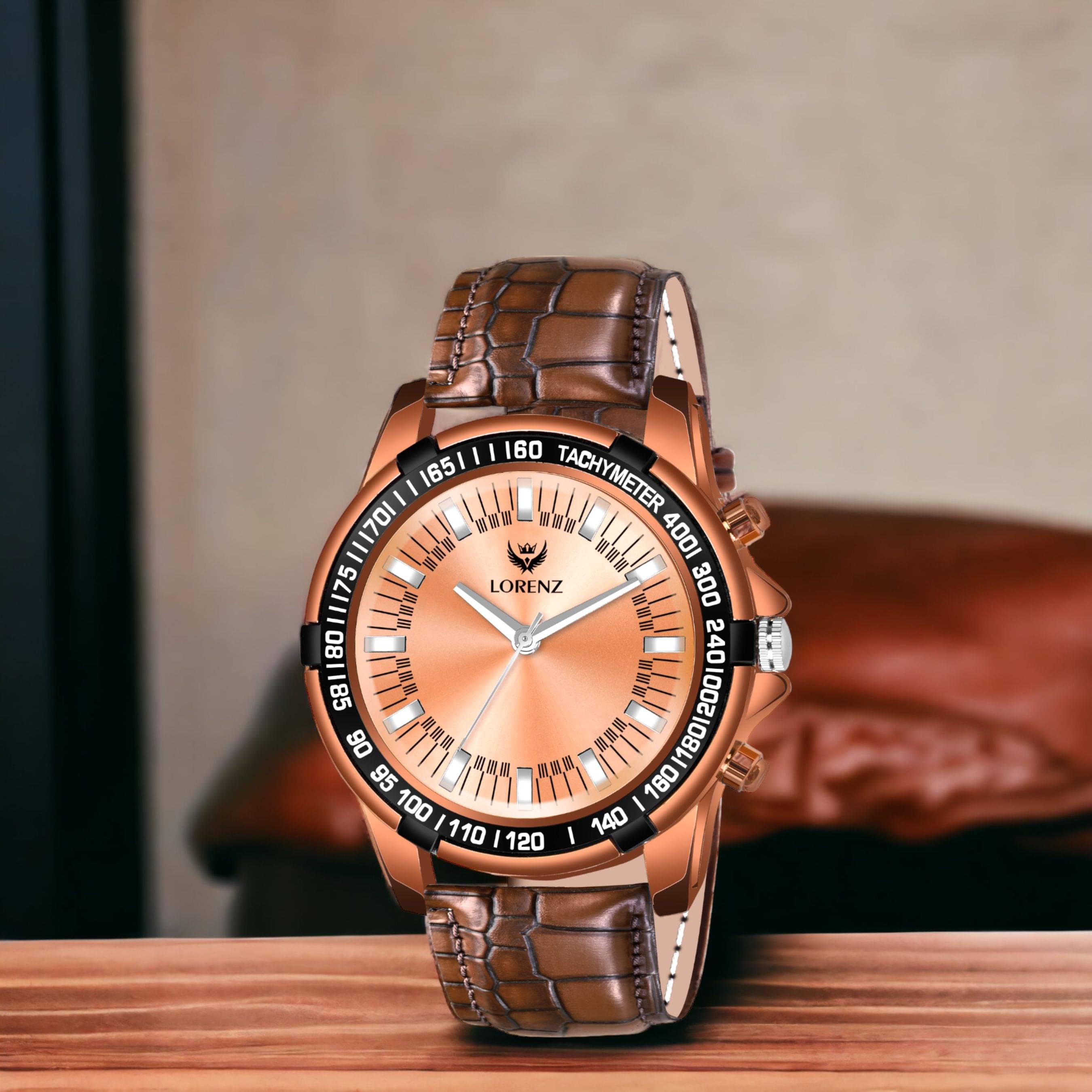    			Lorenz Black Leather Analog Men's Watch