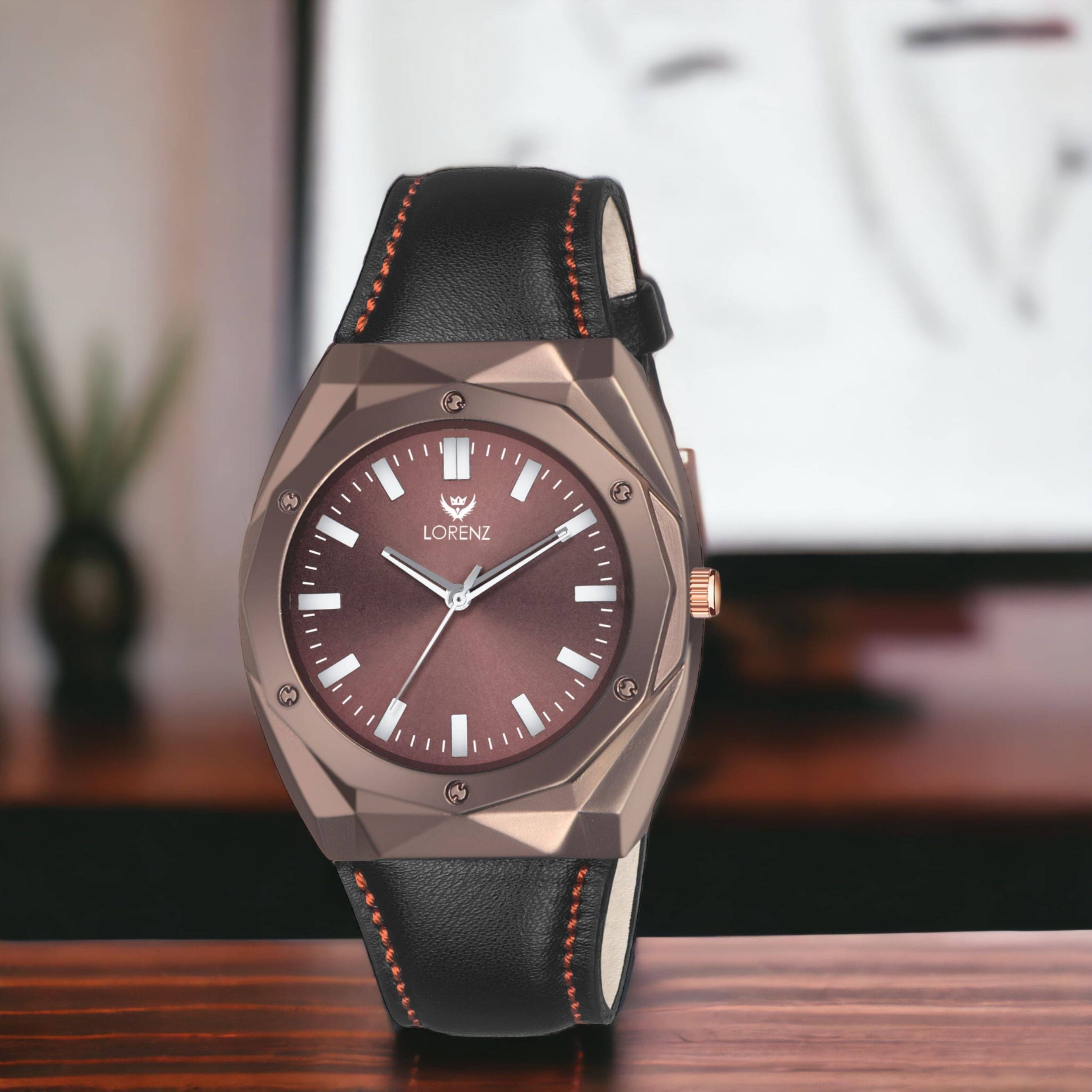     			Lorenz Brown Leather Analog Men's Watch