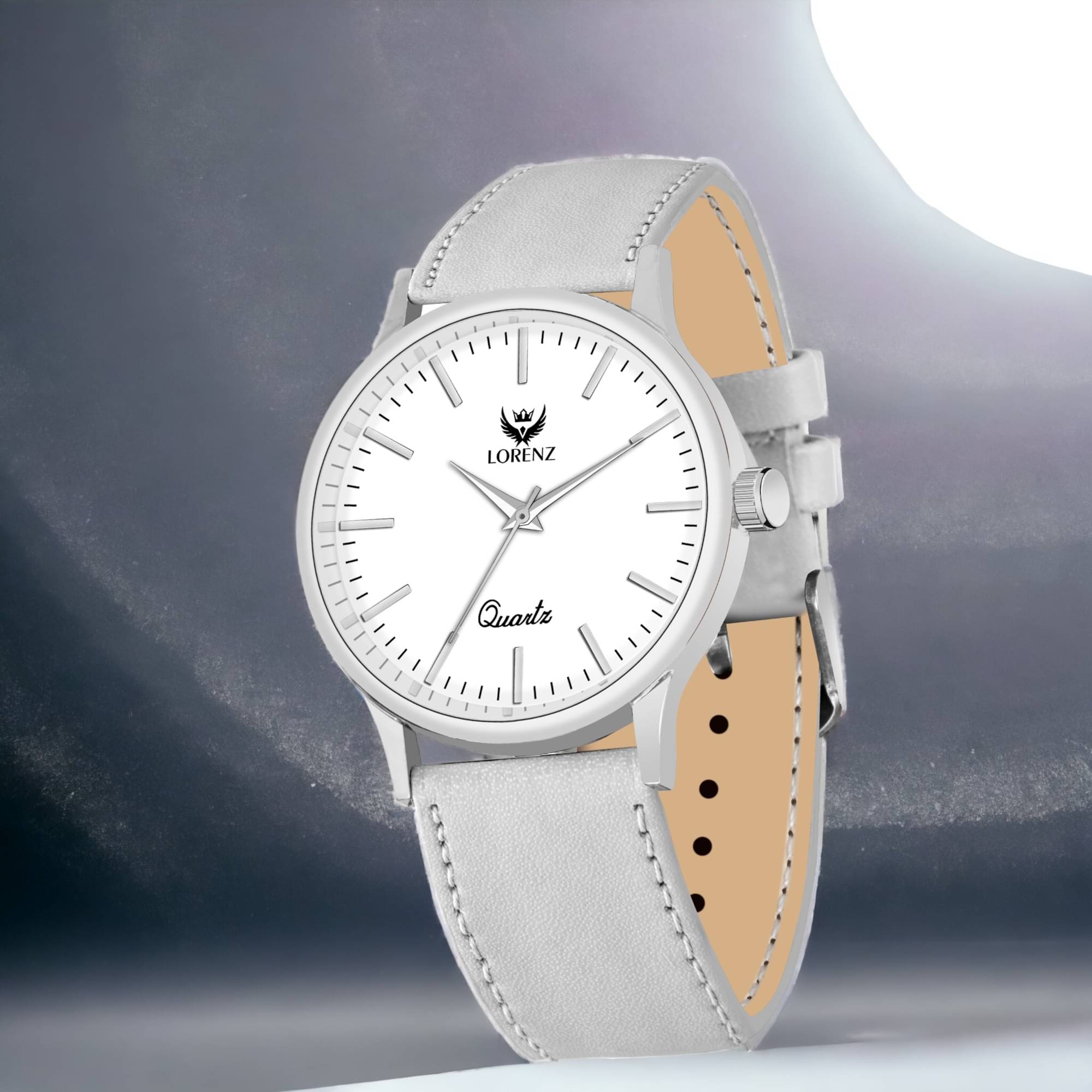     			Lorenz Light Grey Leather Analog Men's Watch