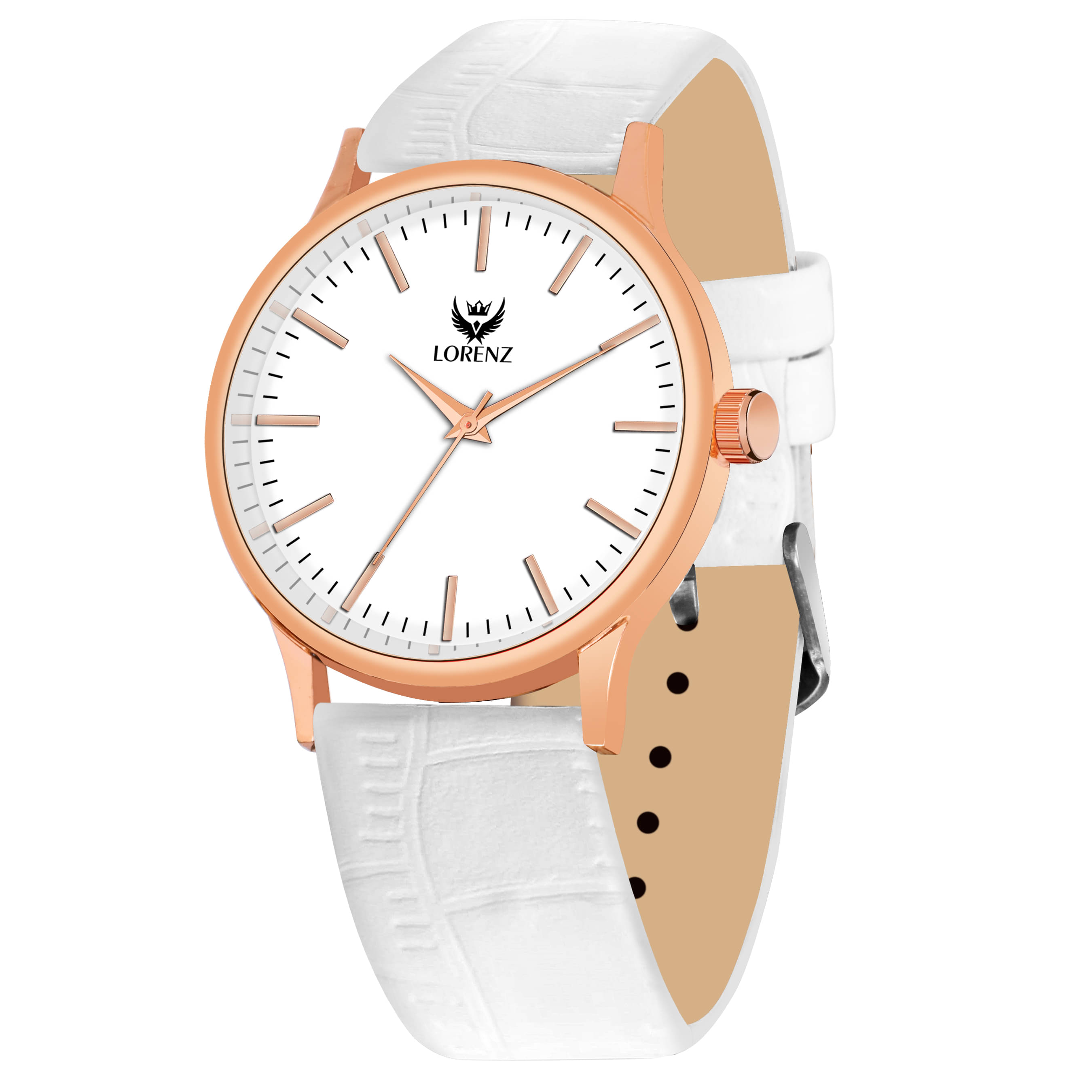     			Lorenz White Leather Analog Men's Watch
