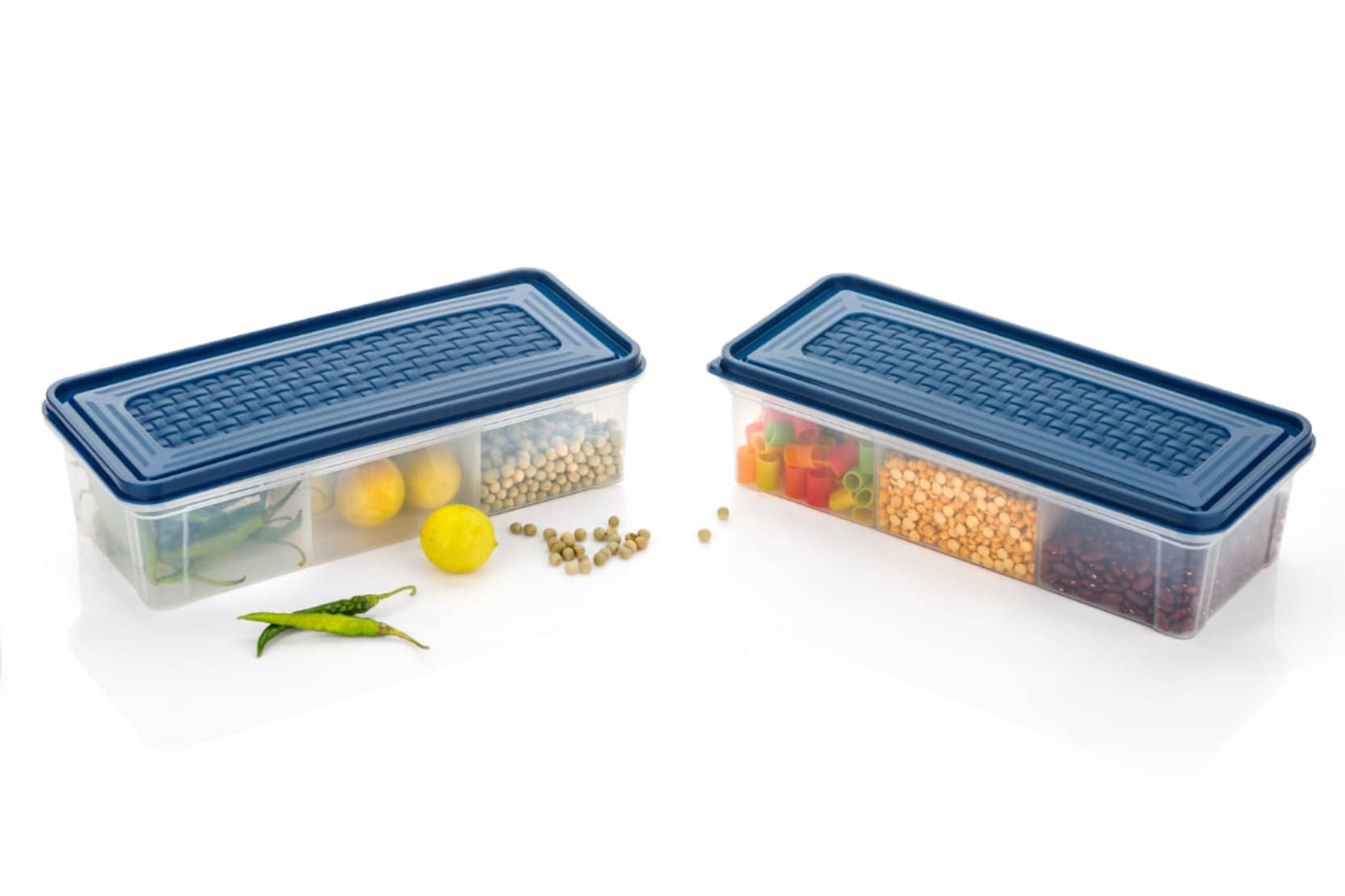     			MAGICSPOON 3 Section Container Polyproplene Navy Blue Spice Container ( Set of 2 )